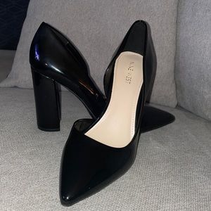 Nine West Anisa D' Orsay Black Patent
Leather Block Heel Pumps Like New